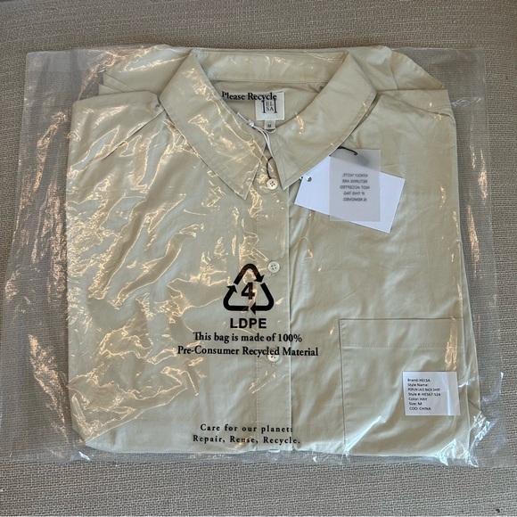 BNWT BEST HELSA Revolve Poplin Lace Back Shirt - Hay Light Beige - Picture 6 of 8